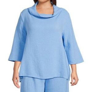 Bryn Walker Etta Cotton Gauze Cowl Neck Elbow Sleeve Shirt